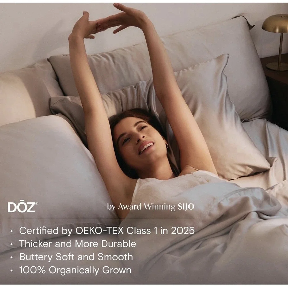 DOZ Sijo King/Cal King Bamboo Duvet Cover 2 Shams Sand Organic Luxury Sateen New